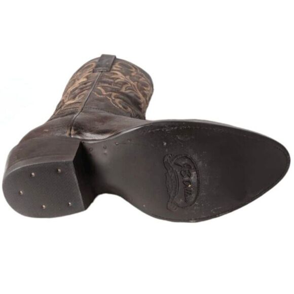 J.B. DILLON Brown Distressed Leather Western Boot Size 7EE - Picture 9 of 10